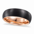 Men's Dome Satin Black Tungsten & 18K Rose Gold PVD Wedding Band (8mm)