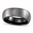 Men's Satin Finish Dome Wedding Ring Band Black PVD Tungsten (8mm)