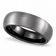 Men's Satin Finish Dome Wedding Ring Band Black PVD Tungsten (8mm)