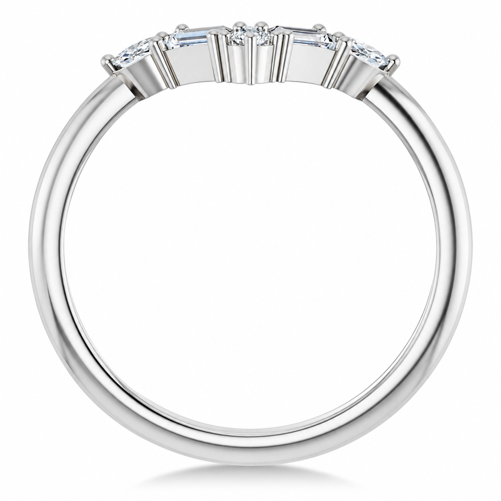 Natural Diamond V Bar Multi-Stone Ring 14K White Gold (0.25ct) — side view