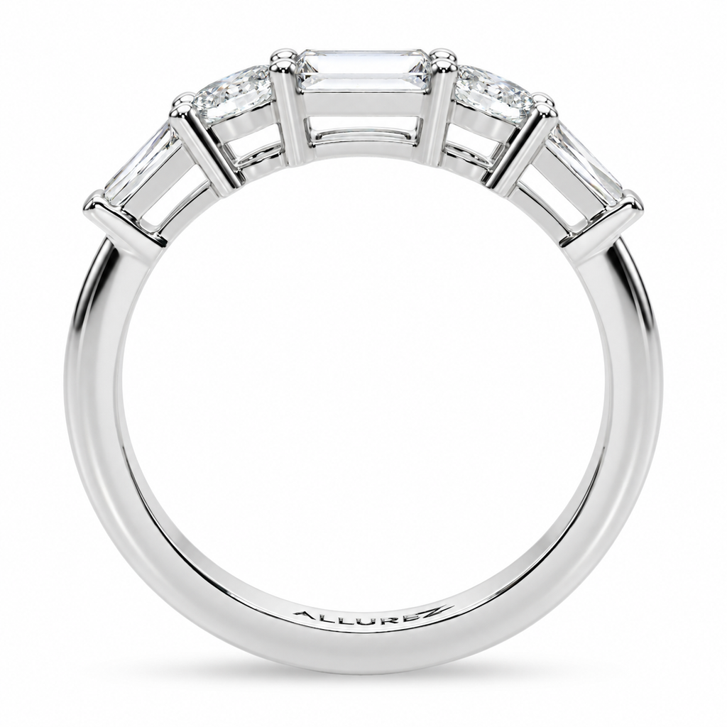 Baguette & Oval Moissanite Diamond Wedding Ring Band in Palladium (0.75ct) — side view