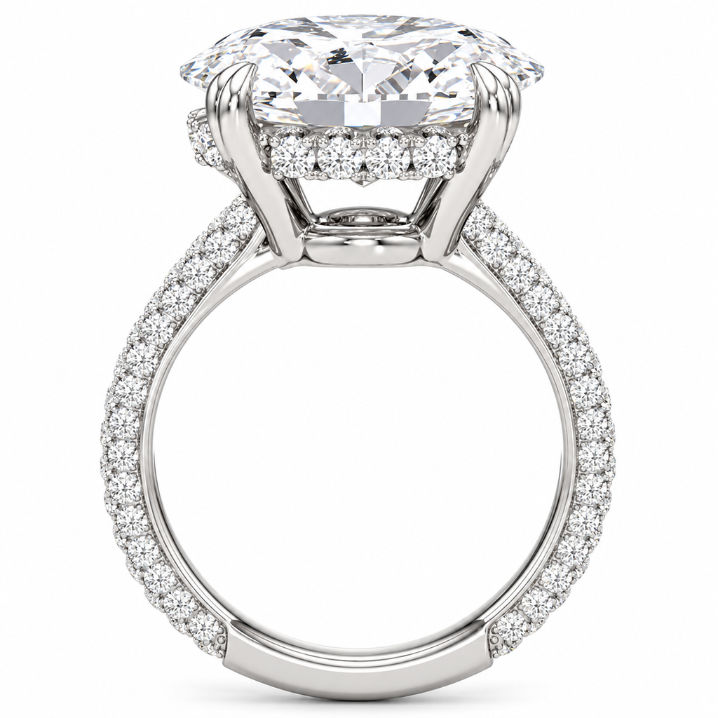 East-West Oval Lab Diamond Engagement Ring Platinum (8.90ct) – engagement ring side profile