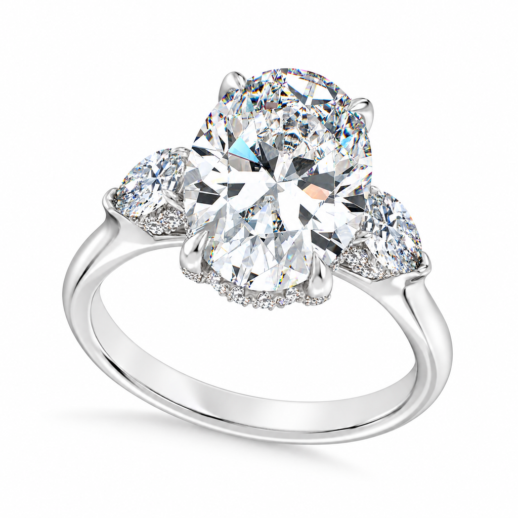 Oval Lab Diamond Engagement Ring Platinum (8.00ct) — three-quarter product view