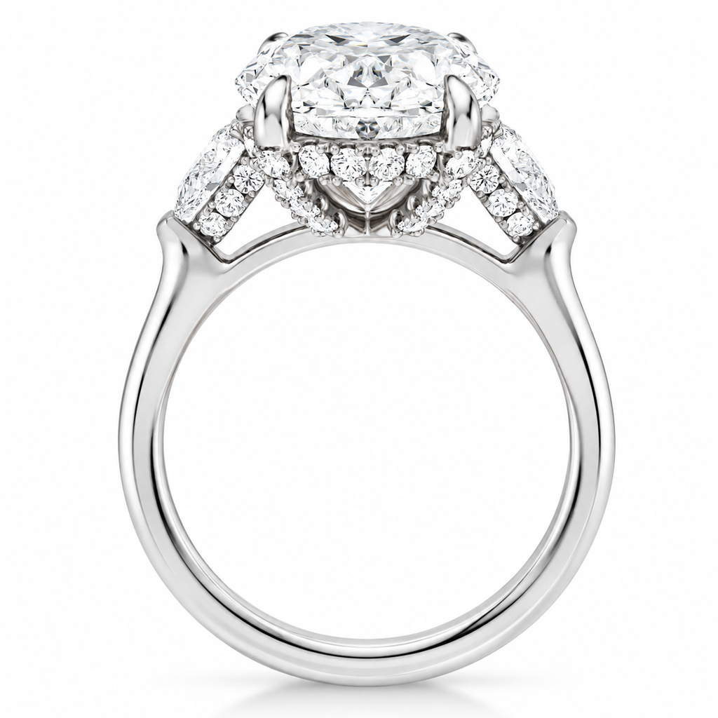 Oval Lab Diamond Engagement Ring Platinum (8.00ct) — side profile