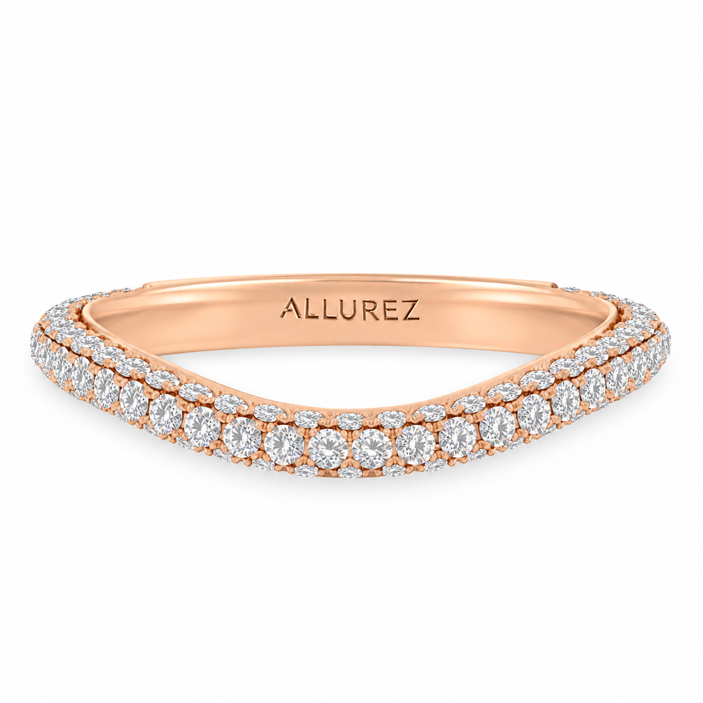 Round Lab Diamond Wedding Ring Band 18K Rose Gold (0.87ct) — low frontal product view
