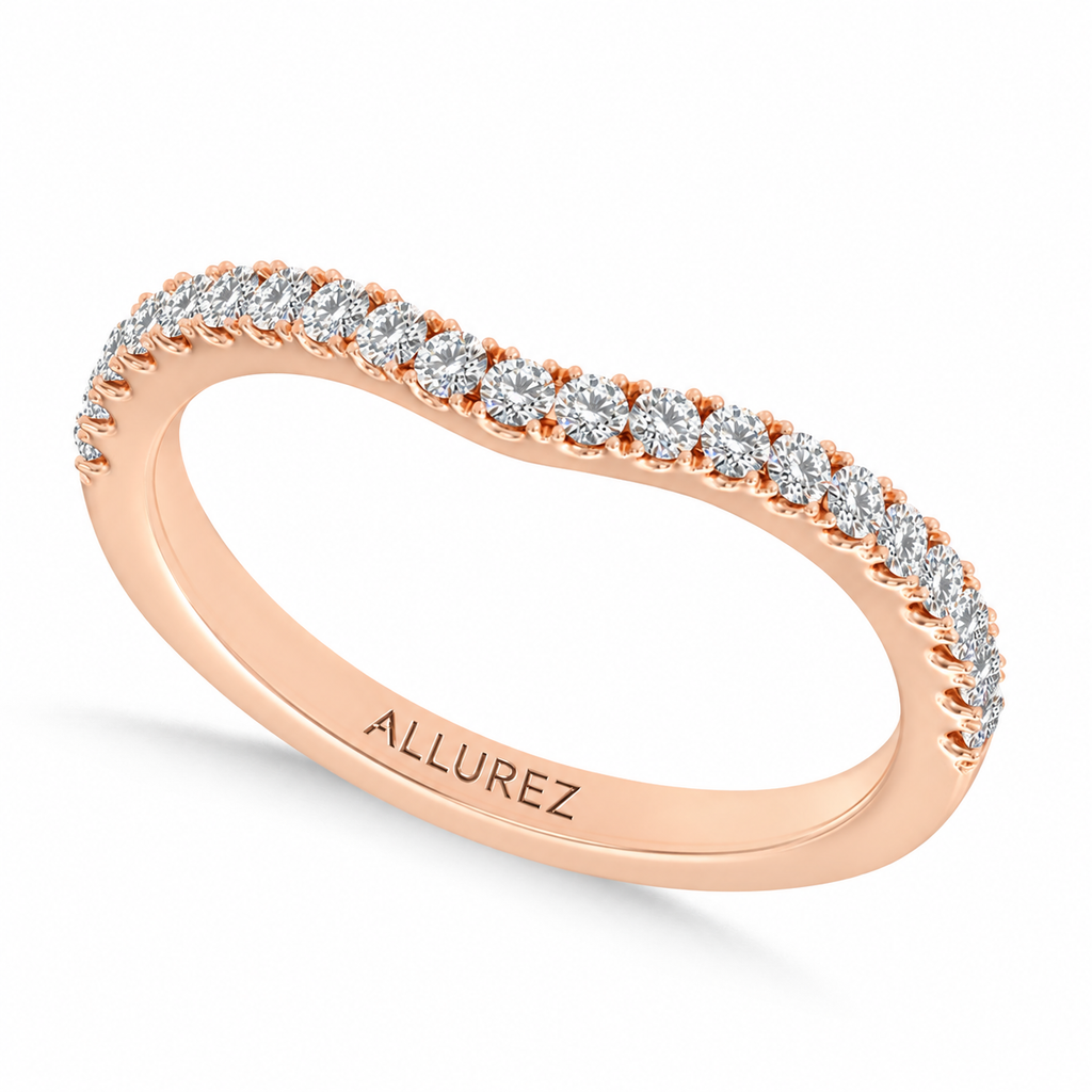 Round Lab Diamond Wedding Ring Band 18K Rose Gold (0.33ct) — three-quarter product view