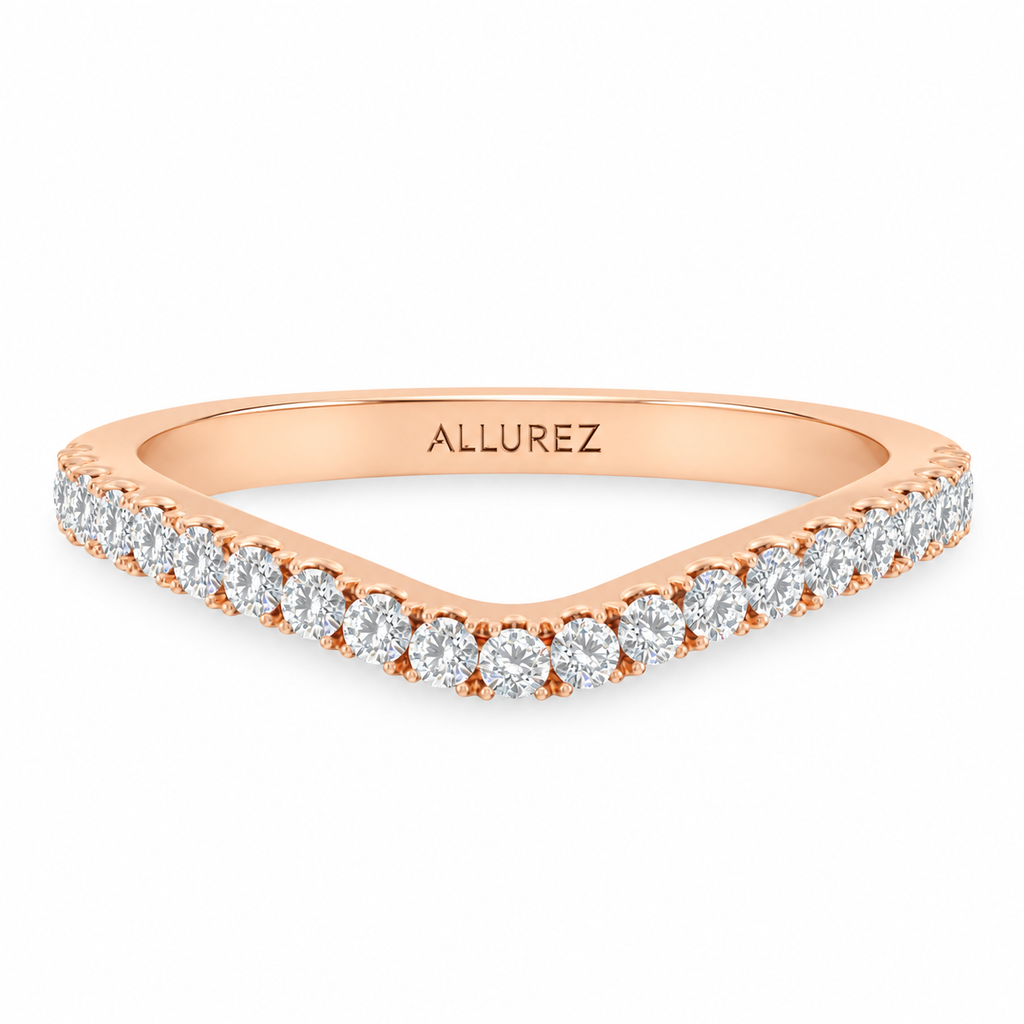 Round Lab Diamond Wedding Ring Band 18K Rose Gold (0.33ct) — low frontal product view
