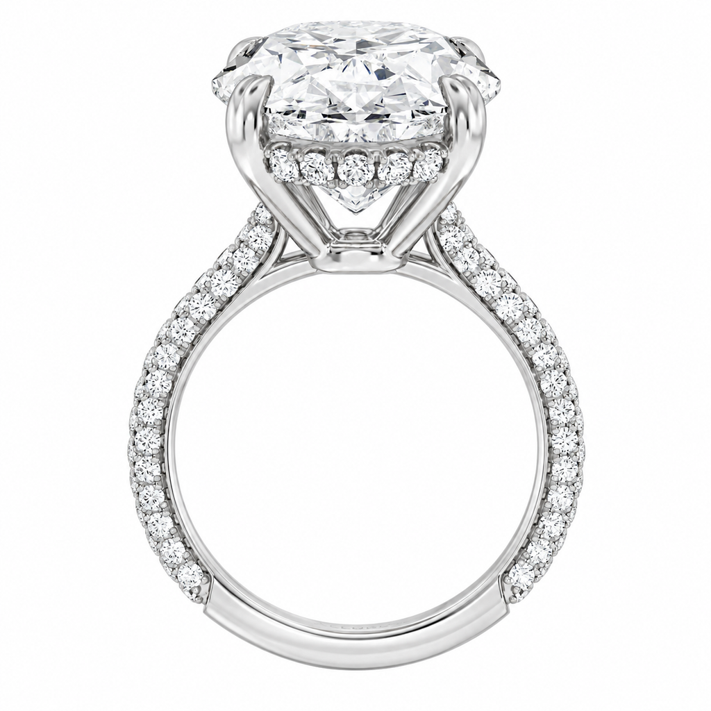 Oval Lab Diamond Bridal Set Platinum (9.77ct) — engagement ring side profile