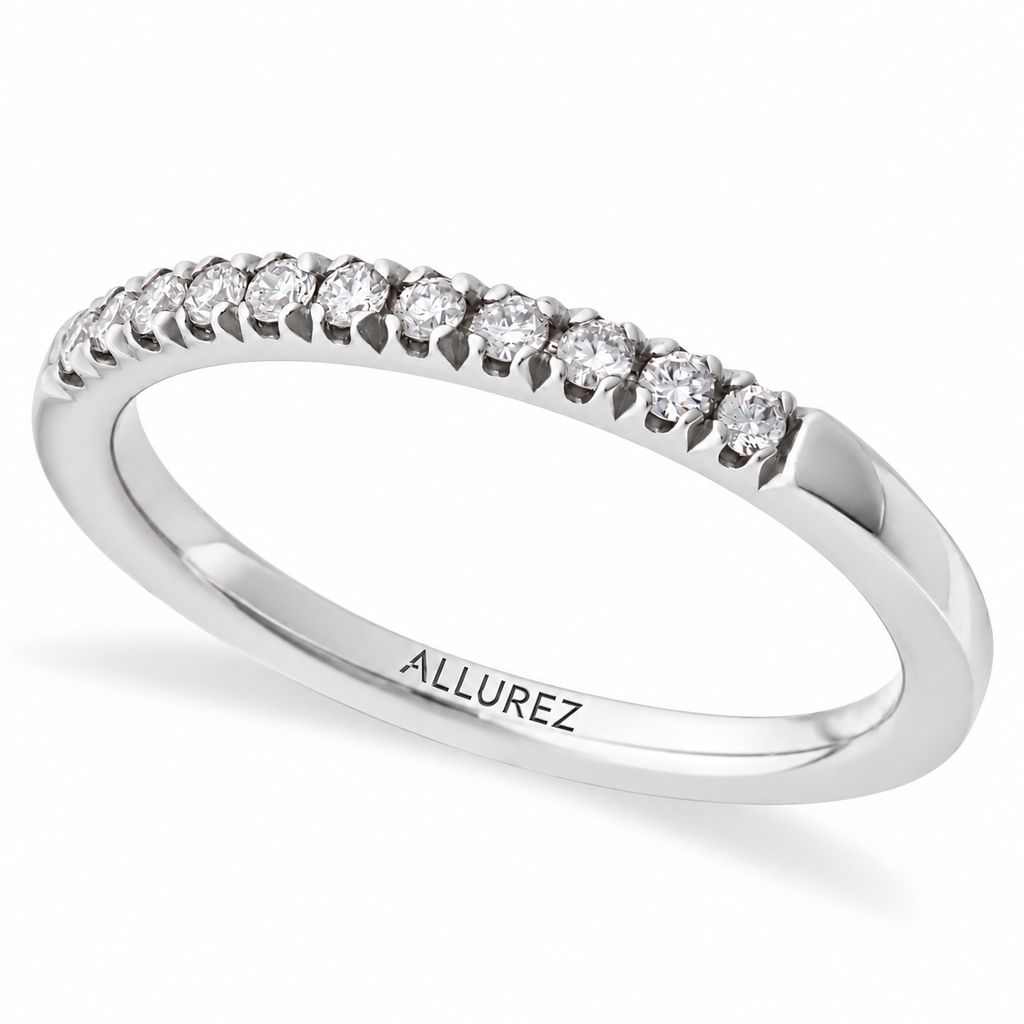 Round Natural Diamond Stackable Ring Sterling Silver (0.17ct) – three-quarter product view