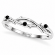 Black Diamond Vine Leaf Ring Wedding Band in Palladium (0.03ct)