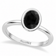 Oval Natural Black Diamond Bezel Engagement Ring in Platinum (1.25ct)