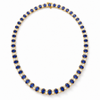 Oval Lab Grown Blue Sapphire & Diamond Graduated Necklace 14k Yellow Gold (21.20ctw)