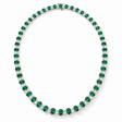 Oval Lab Grown Emerald & Diamond Graduated Necklace 14k White Gold (17.60ctw)