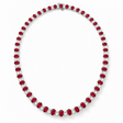 Oval Lab Grown Ruby & Diamond Graduated Necklace 14k White Gold (21.20ctw)