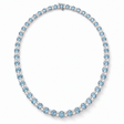 Oval Lab Grown Aquamarine & Diamond Graduated Necklace 14k White Gold (17.60ctw)