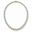 Oval Lab Grown Aquamarine & Diamond Graduated Necklace 14k Yellow Gold (17.60ctw)