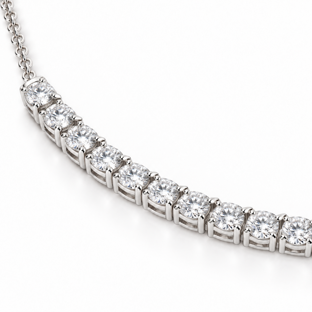 3.00ctw round lab-grown diamond adjustable choker tennis necklace in 14k white gold - diamond detail