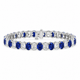 Oval Lab Grown Blue Sapphire & Diamond Tennis Bracelet 14k White Gold (18.86ctw)