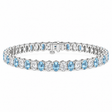 Oval Lab Grown Aquamarine & Diamond Tennis Bracelet 14k White Gold (11.94ctw)