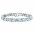 Oval Lab Grown Aquamarine & Diamond Tennis Bracelet 14k White Gold (15.06ctw)