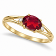 Oval Ruby & Diamond Right-Hand Ring 14K Yellow Gold (0.60ct)