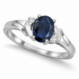 Oval Blue Sapphire and Diamond Ring in 14K White Gold (0.95ct)