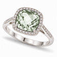 Cushion Green Amethyst & Diamond Cocktail Ring 14k White Gold (3.70ct)