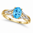 Oval Blue Topaz and Diamond Cocktail Ring 14K Yellow Gold (1.62tcw)