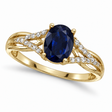 Oval Blue Sapphire and Diamond Cocktail Ring 14K Yellow Gold (1.52tcw)