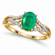 Oval Emerald and Diamond Cocktail Ring 14K Yellow Gold (1.12tcw)