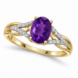 Oval Amethyst and Diamond Cocktail Ring 14K Yellow Gold (1.20 ctw)