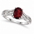Oval Garnet and Diamond Cocktail Ring in 14K White Gold (1.42 ctw)
