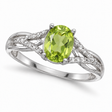 Oval Peridot and Diamond Cocktail Ring in 14K White Gold (1.37 ctw)