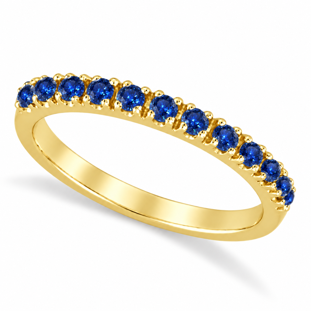 Lab Blue Sapphire Stackable Ring Anniversary Band in 14k Yellow Gold (0.37ct) — main product
