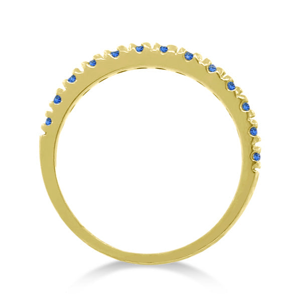 Lab Blue Sapphire Stackable Ring Anniversary Band in 14k Yellow Gold (0.37ct) — true side profile