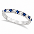 Lab Diamond and Lab Blue Sapphire Ring Anniversary Band 14k White Gold (0.32ct)