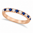 Lab Diamond & Lab Blue Sapphire Ring Guard Stackable Band 14k Rose Gold (0.32ct)