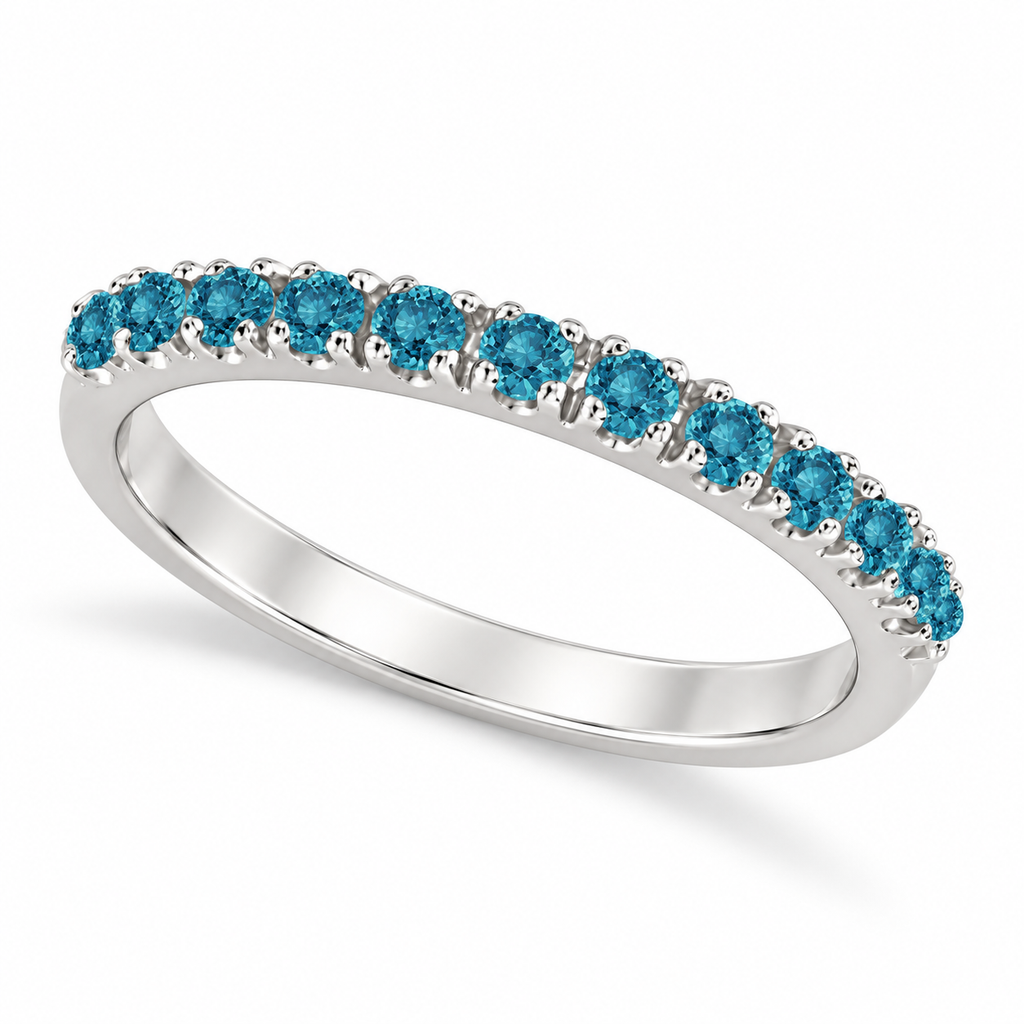 Blue Diamond Stackable Band Ring Guard in 14k White Gold (0.25ct) — main product