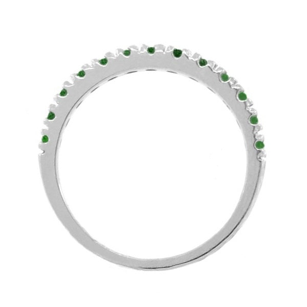 Emerald Semi-Eternity Band Stackable Ring in 14K White Gold (0.38ct) — true side profile