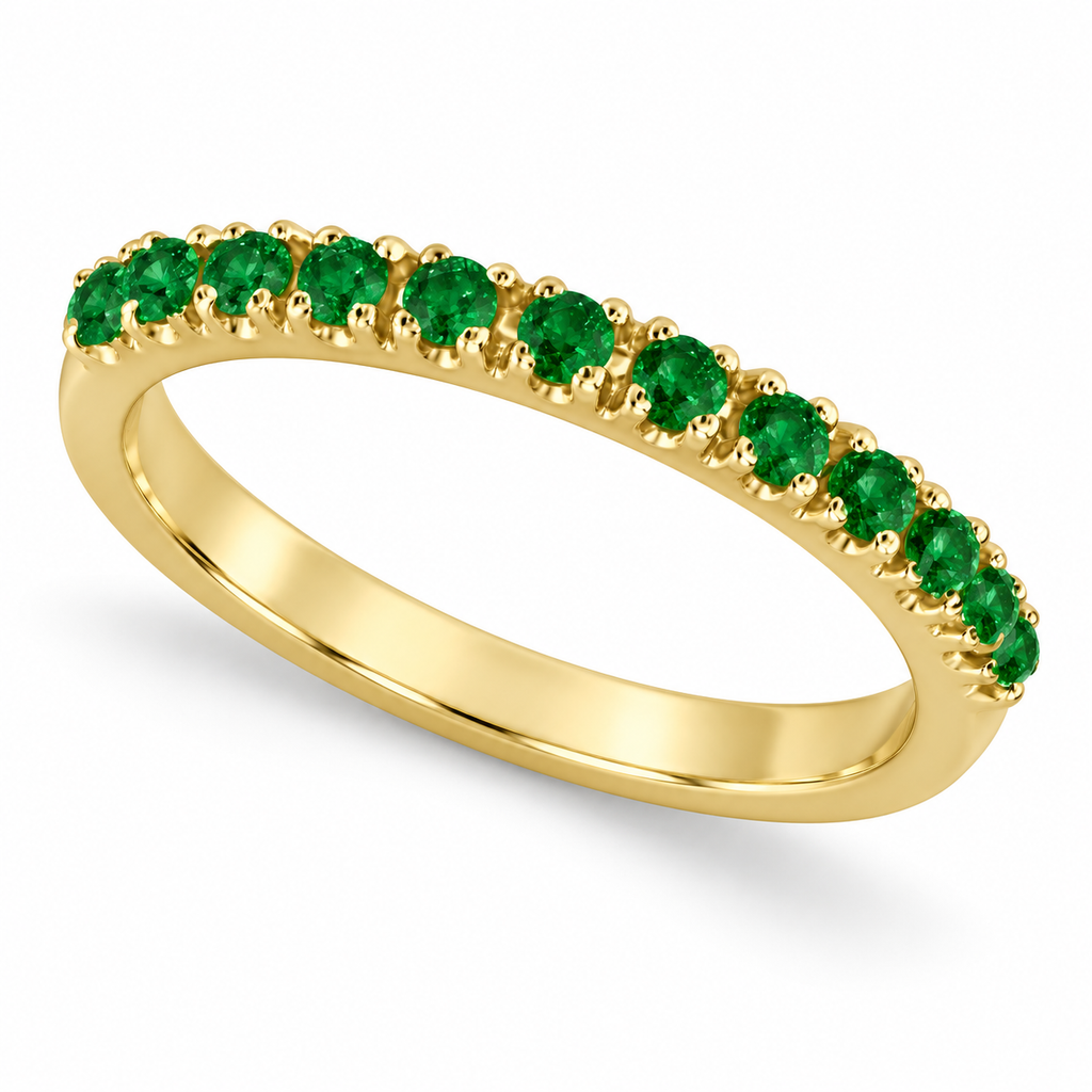 Lab Emerald Semi-Eternity Band Stackable Ring 14K Yellow Gold (0.38 ct) — main product