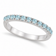 Aquamarine Stackable Ring Anniversary Band in 14k White Gold