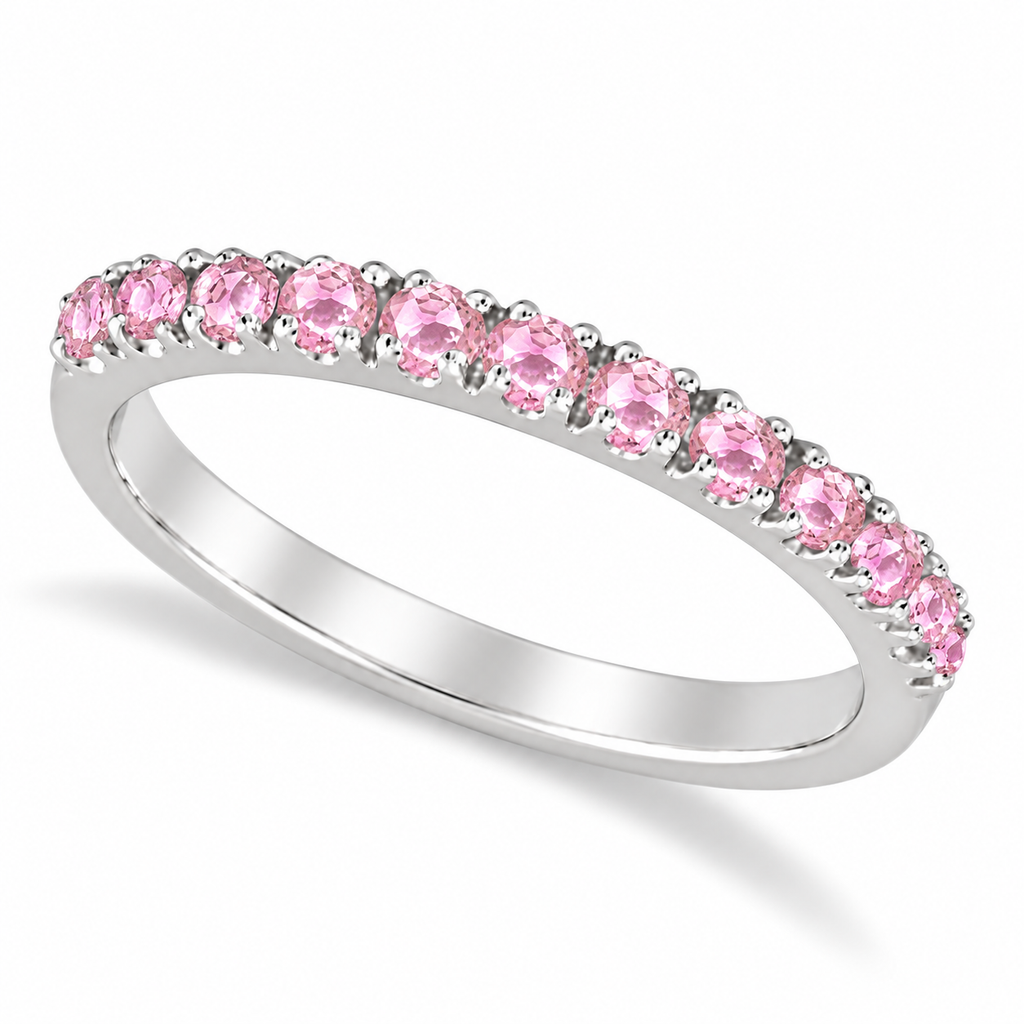 Pink Sapphire Stackable Band Ring Guard in 14k White Gold (0.38ct) — main product