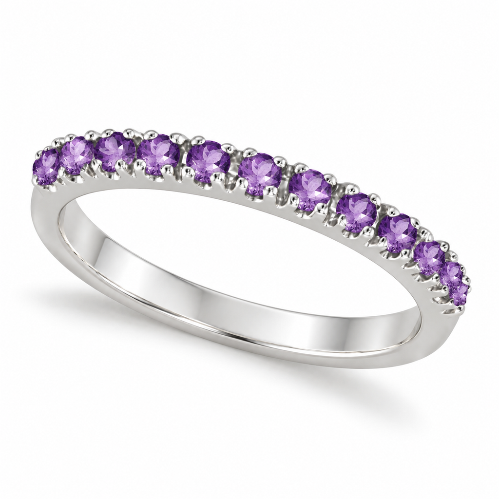 Amethyst stackable ring in 14k white gold, main product view