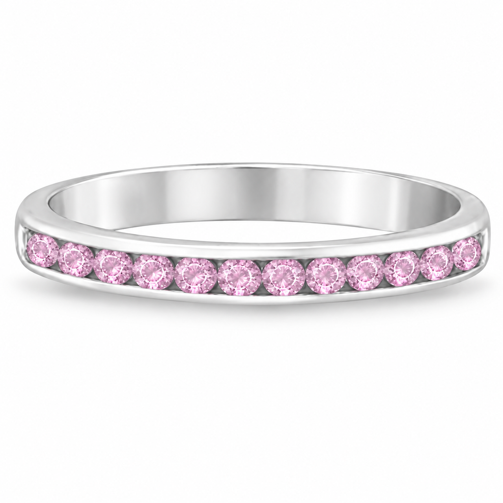 Channel-Set Pink Sapphire Stackable Ring 14k White Gold (0.40ct) — alternate product view