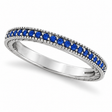 Blue Sapphire Stackable Ring With Milgrain Edges in 14k White Gold