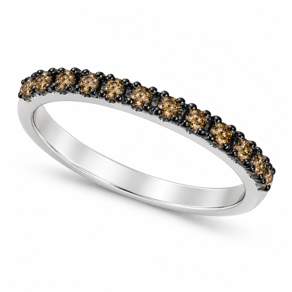 Champagne diamond stackable ring alternate profile view