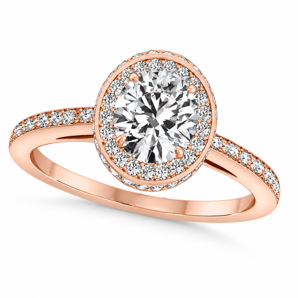 Lab Diamond Halo Engagement Ring 14k Rose Gold (1.71ct) — main view