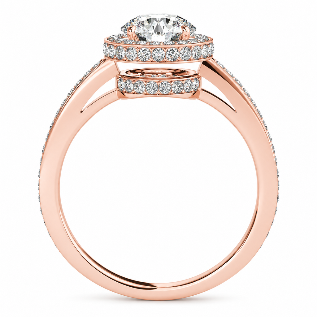 Lab Diamond Halo Engagement Ring 14k Rose Gold (1.71ct) — side view