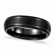 Men's Grooved Wedding Ring Band in Black PVD Tungsten (7.3mm)