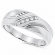 0.06ct 14k White Gold Diamond Men's Band